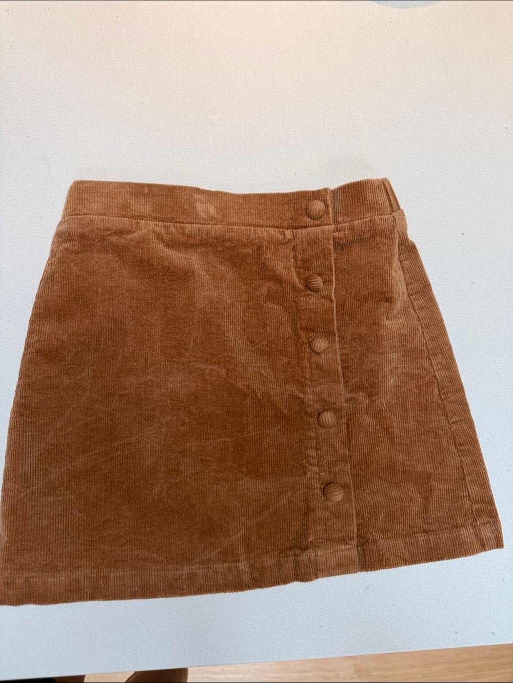 Girls' Corduroy Button-Front Mini Skirt in Brown